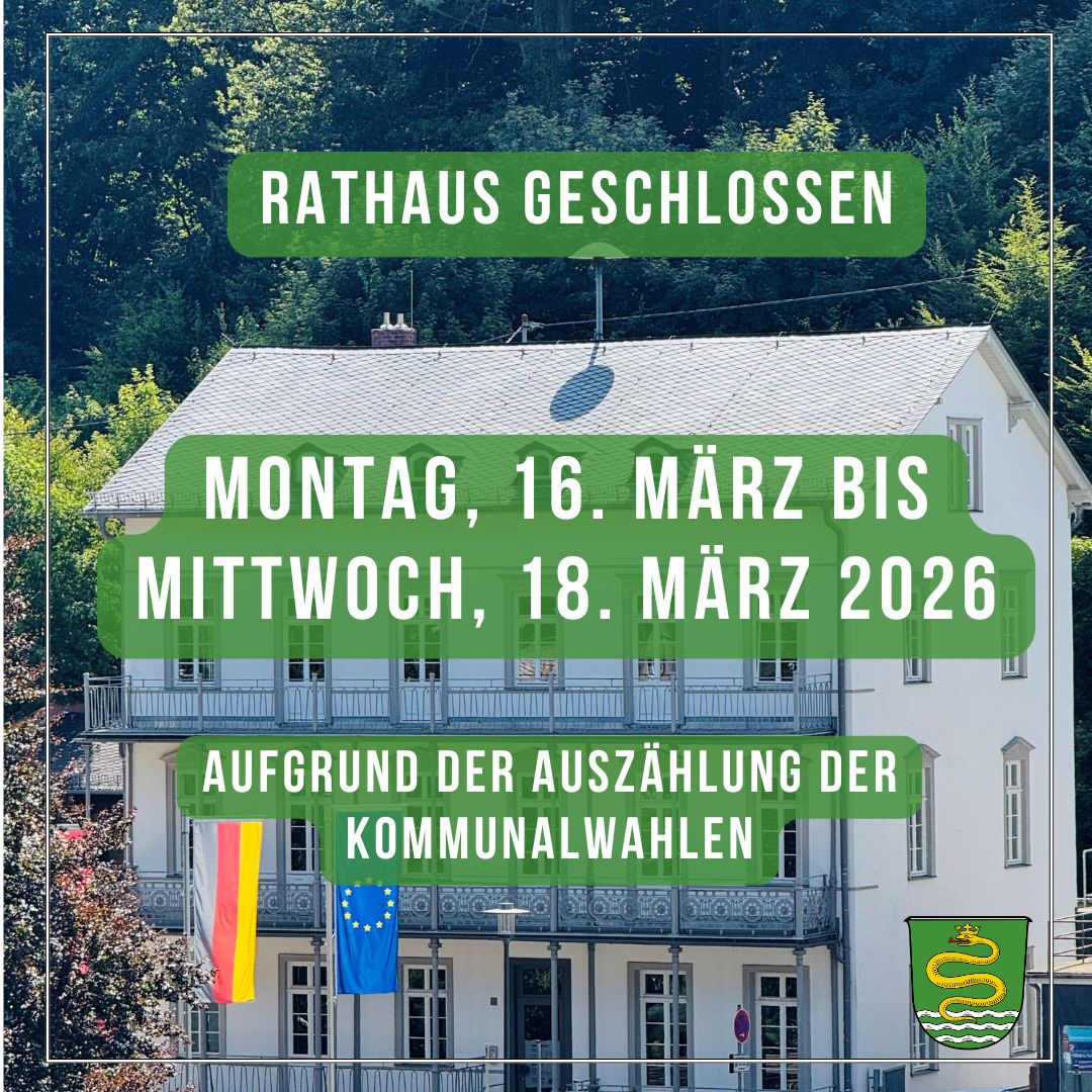 Rathaus Schlie&szlig;tage M&auml;rz 2026